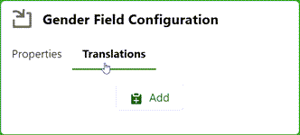 Screenshot: Translations tab on a field configuration dialog